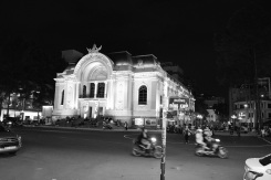 Saigon Municipal Opera House at night.