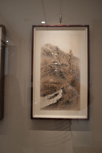 A traditional Korean landscape painting displayed in National Museum of Korea.
